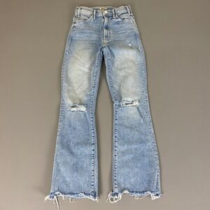 MOTHER Light Blue Distressed Flare Jeans